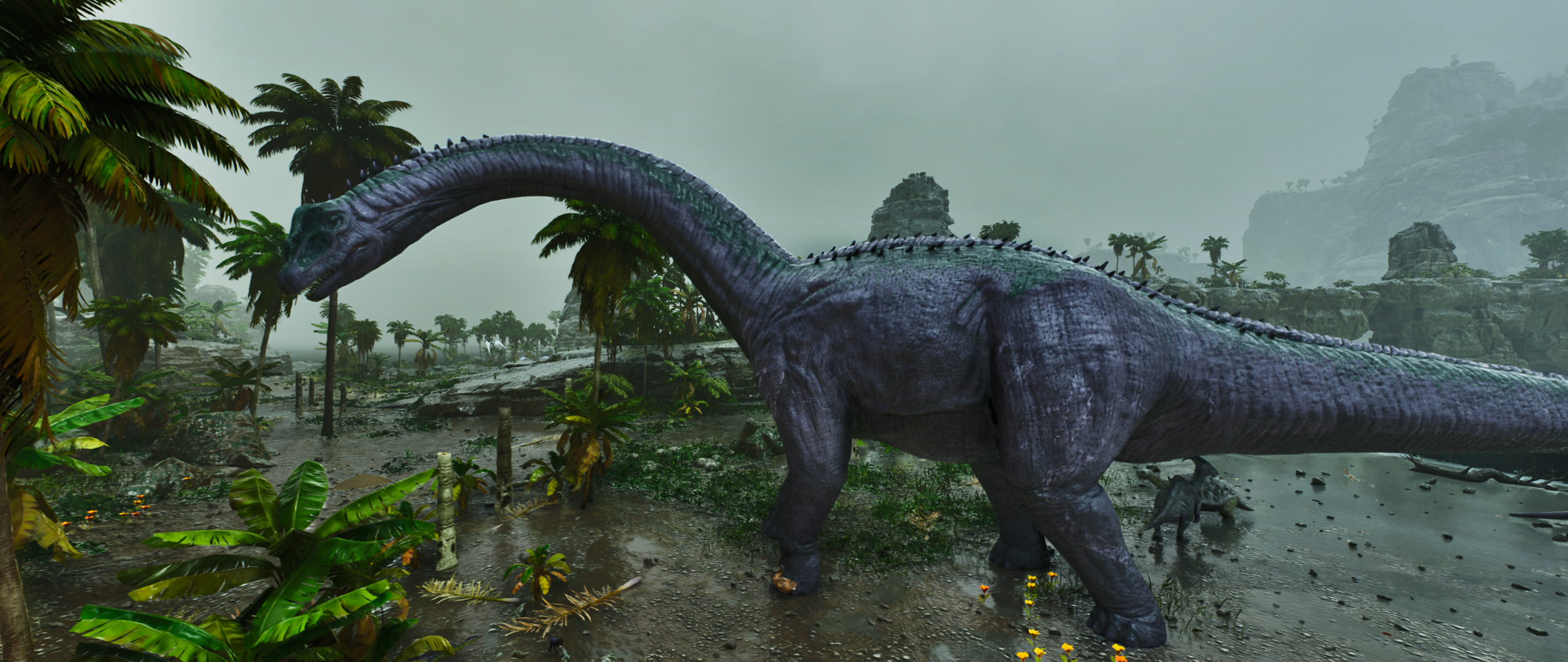 A brontosaurus on the beach